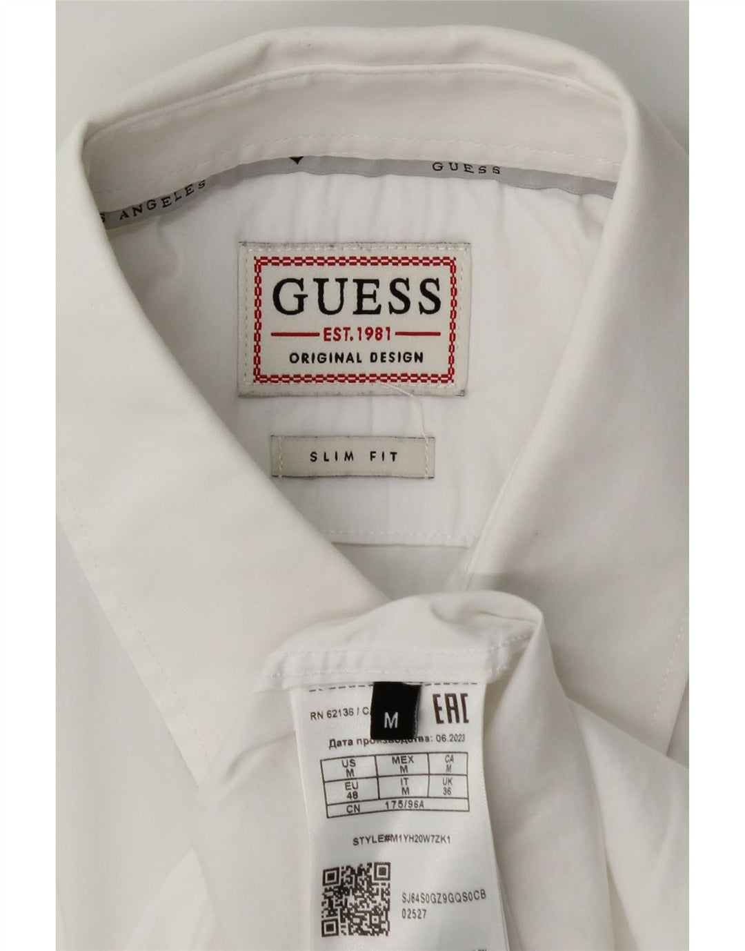 Guess Herren-Slim-Fit-Hemd aus mittelweißer Baumwolle