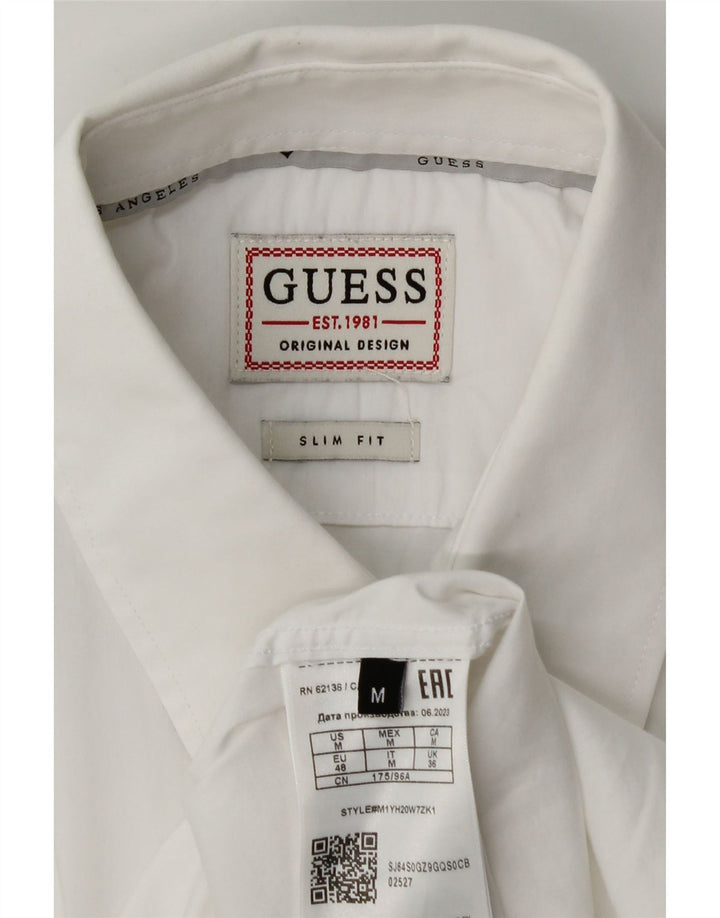 Guess Herren-Slim-Fit-Hemd aus mittelweißer Baumwolle