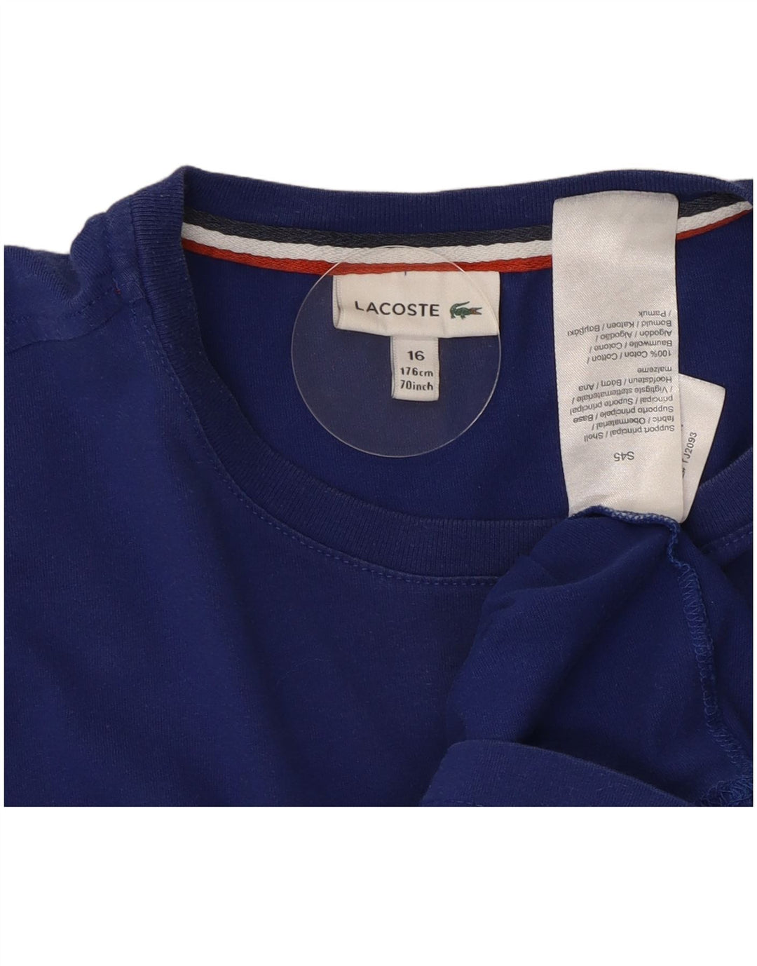 Lacoste Jungen-Top, langärmelig, 15–16 Jahre, blaue Baumwolle
