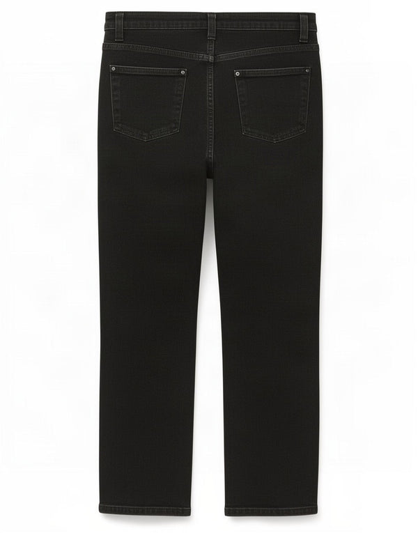 Marks & Spencer Damen Crop Straight Jeans UK 14 Large W34 L27 Schwarze Baumwolle