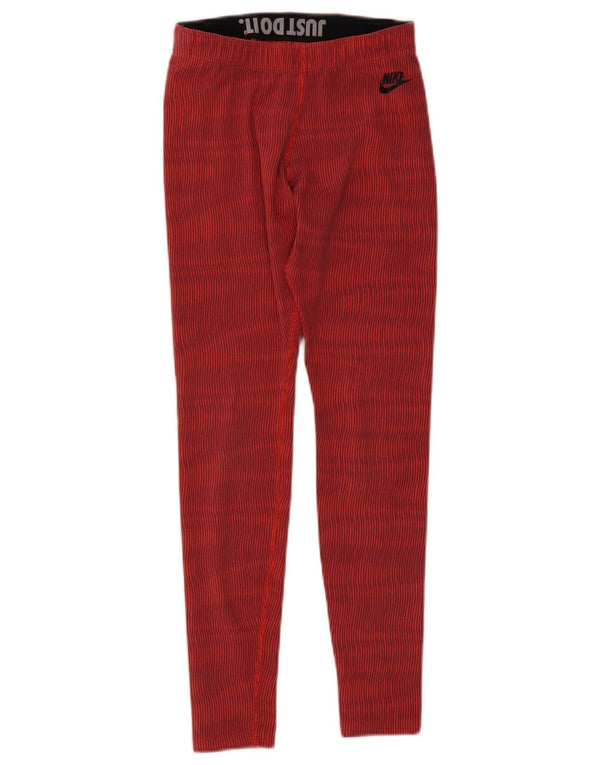 Nike Damen Leggings UK 10 Kleine rot gestreifte Baumwolle