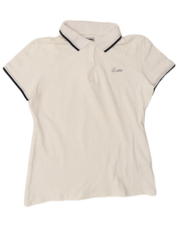 Lotto Damen Poloshirt UK 14 Large Weiße Baumwolle
