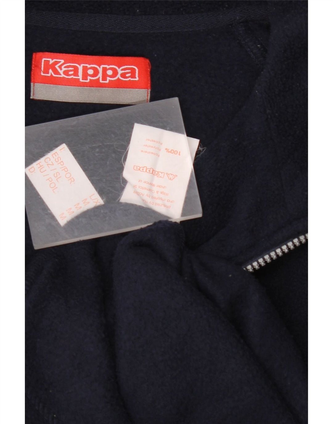 KAPPA Herren-Fleecepullover mit Reißverschluss am Hals, groß, marineblaues Polyester
