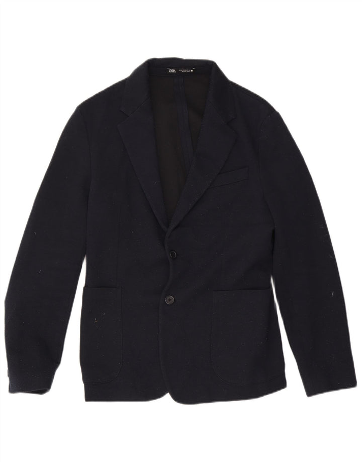 Zara Herren-Blazer mit 2 Knöpfen, UK 38, mittelmarineblau, Polyester
