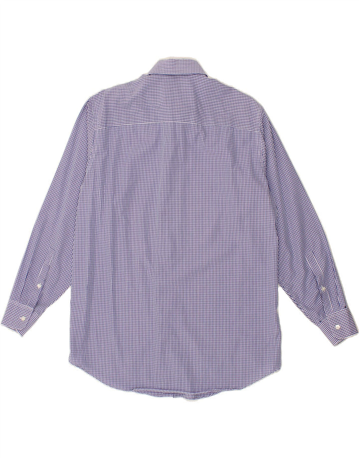 CALVIN KLEIN Herren-Hemd mit normaler Passform, Größe 15 1/2, mittelblaue Gingham-Baumwolle