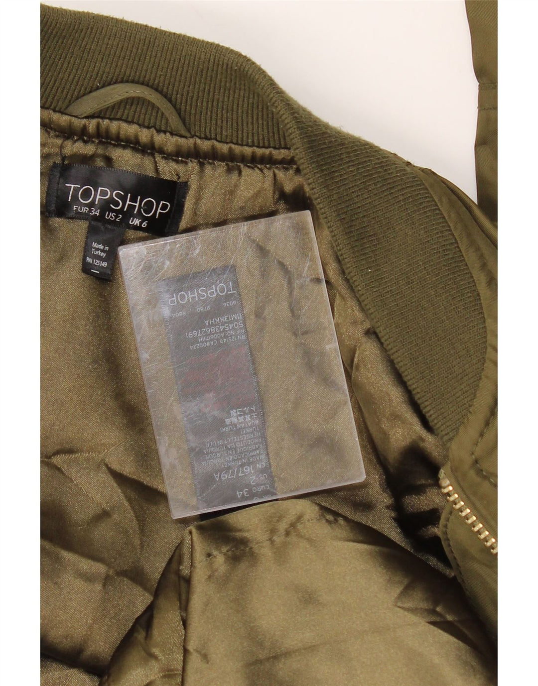 TOPSHOP Womens Oversized Bomber Jacket UK 6 XS Green Polyester