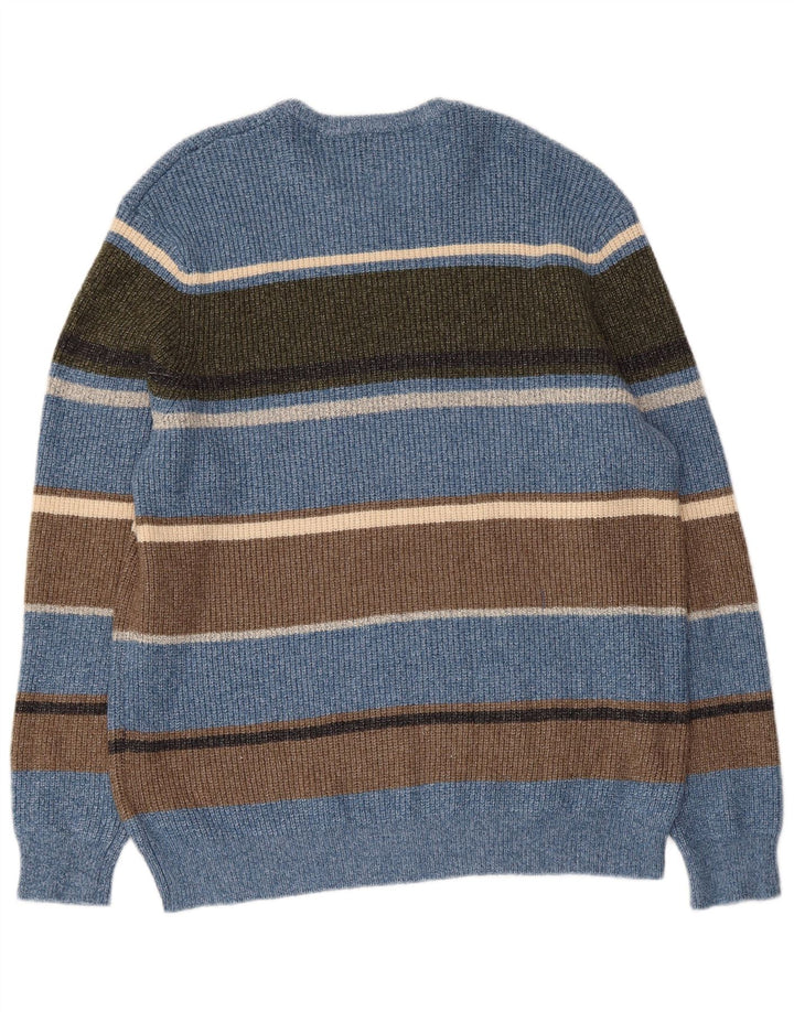 Marks & Spencer Herren-Pullover mit Rundhalsausschnitt, XL, blau gestreift, Polyamid