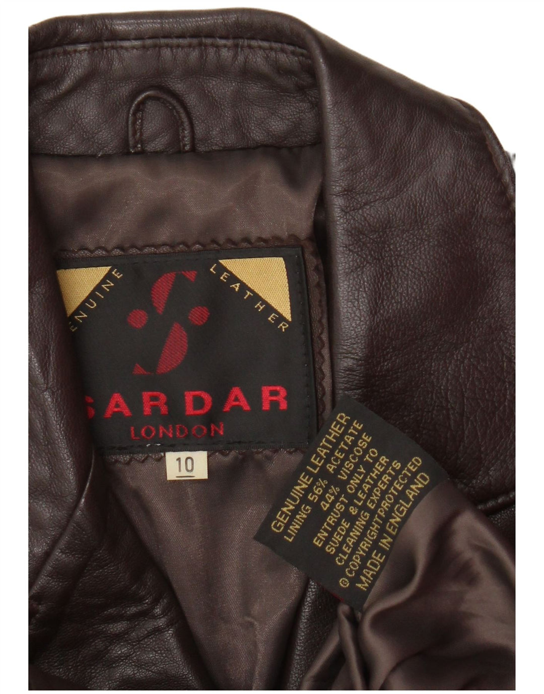 Sardar Damen-Blazerjacke aus Leder mit 4 Knöpfen, Gr. 10, klein, braunes Leder