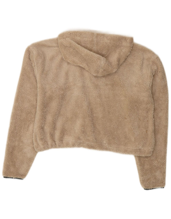 Topshop Damen-Oversize-Fleecepullover mit Kapuze und Reißverschluss, Gr. 8, Beige