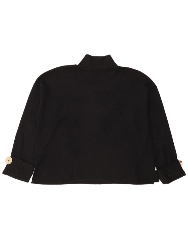Zara Damen Übergroßes Top Langarm UK 14 Medium Schwarz Baumwolle