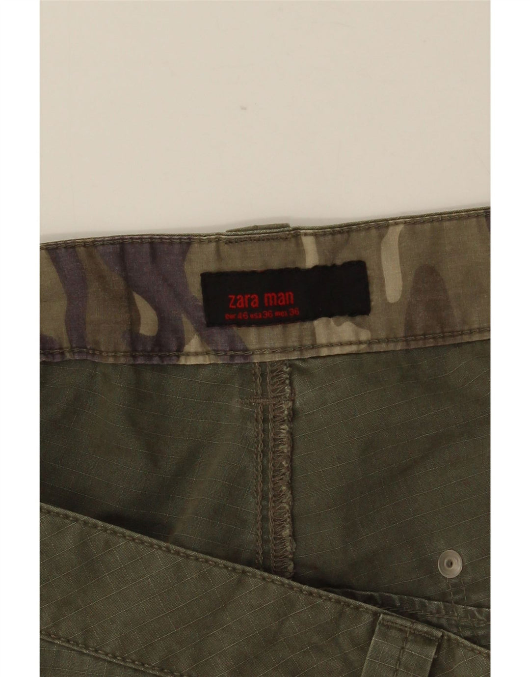 ZARA Herren Cargoshorts EU 46 XL W36 Khaki Baumwolle