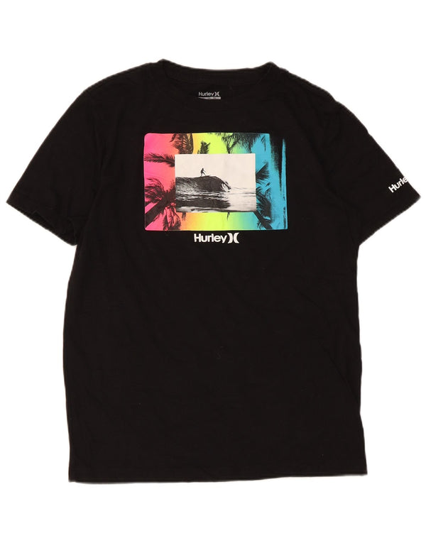 Hurley Jungen-T-Shirt mit Grafik, 13–14 Jahre, XL, schwarze Baumwolle
