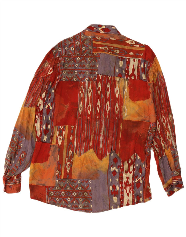 Vintage Herren-Hemd mit abstraktem Muster, mittelgroße, mehrfarbige Viskose