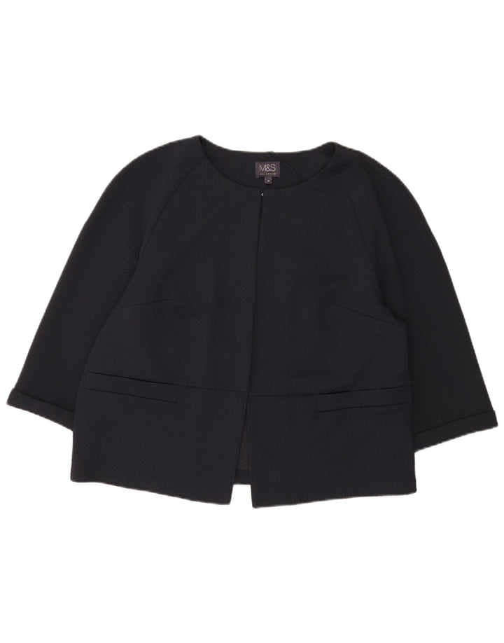 Marks & Spencer Damen Crop 3/4-Ärmel-Blazer-Jacke, UK 16, Größe L, Marineblau