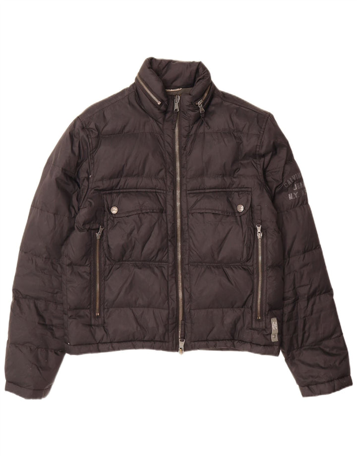 Calvin Klein Jeans Herren-Jacke mit Kapuze, gepolstert, Größe 38, mittelschwarz, Polyamid
