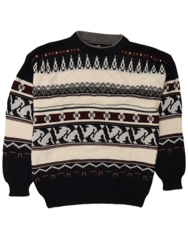 VINTAGE Mens Crew Neck Jumper Sweater Large Multicoloured Fair Isle