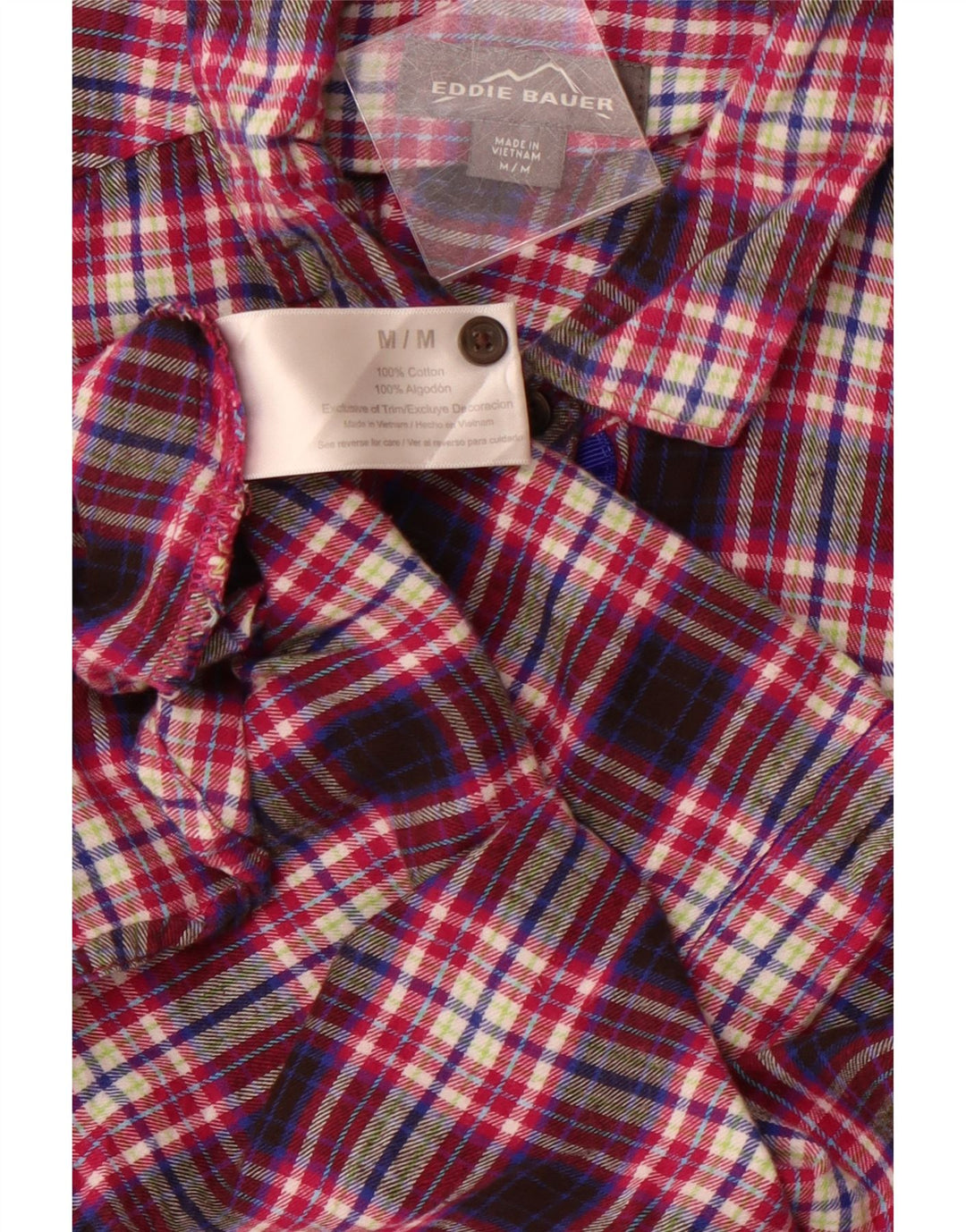 EDDIE BAUER Damen Flanellhemd UK 12 Medium Purple Check Baumwolle