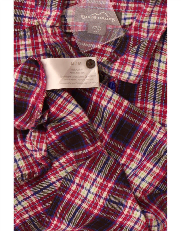 EDDIE BAUER Damen Flanellhemd UK 12 Medium Purple Check Baumwolle