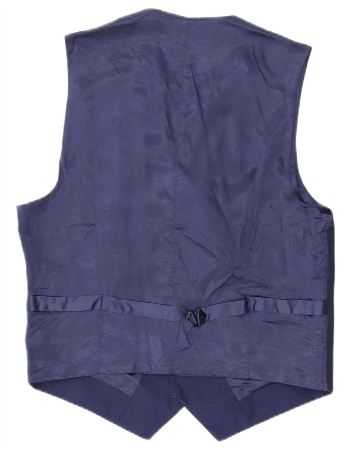 Reiss Herrenweste aus mittelblauer Wolle in Marineblau