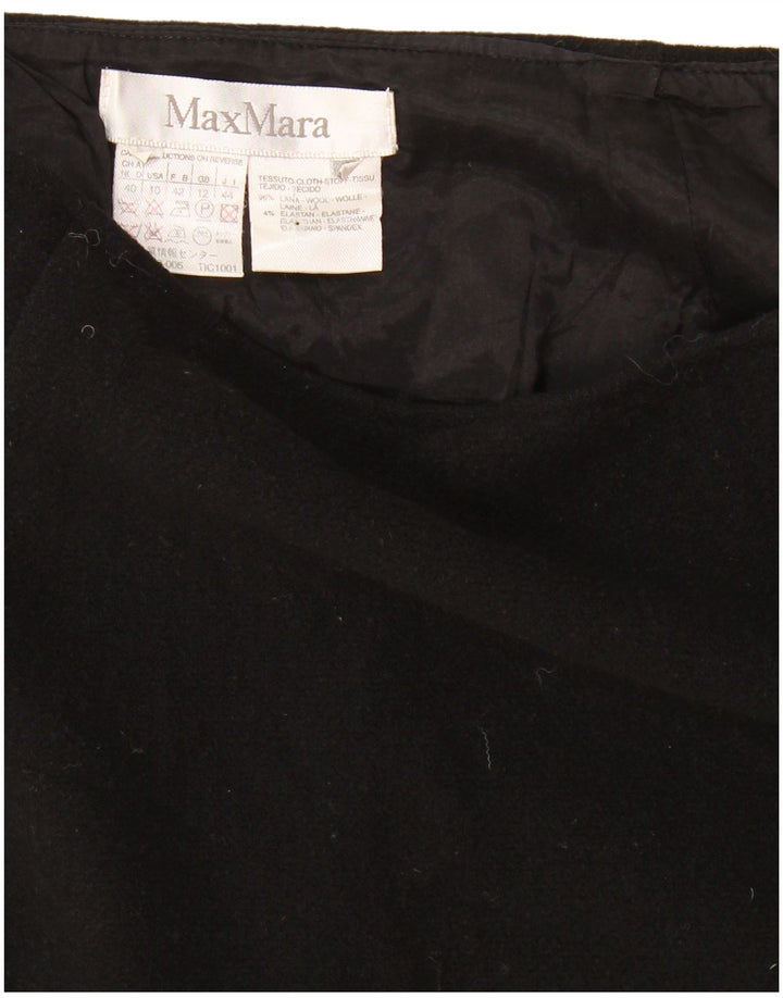 Max Mara Damen gerader Rock UK 12 Medium W28 schwarze Wolle
