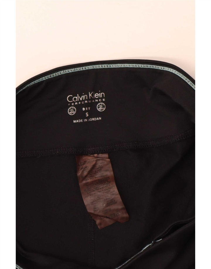 Calvin Klein Womens Graphic Leggings UK 10 Small Schwarzes Nylon