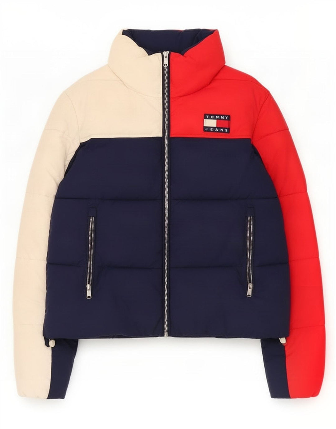Tommy Hilfiger Wattierte Damenjacke UK 14 Medium Navy Blue Colourblock