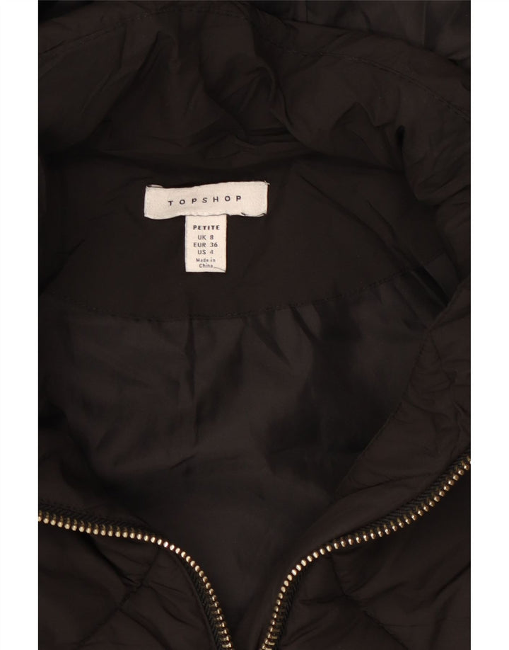 Topshop Womens Petite Hooded Oversized Wattierte Jacke UK 8 Small Schwarz