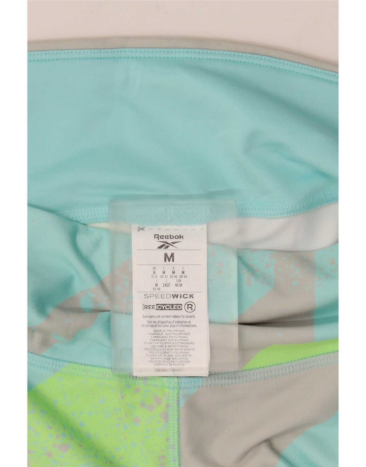 Reebok Damen Capri-Leggings UK 12/14 Mitteltürkises geometrisches Polyester