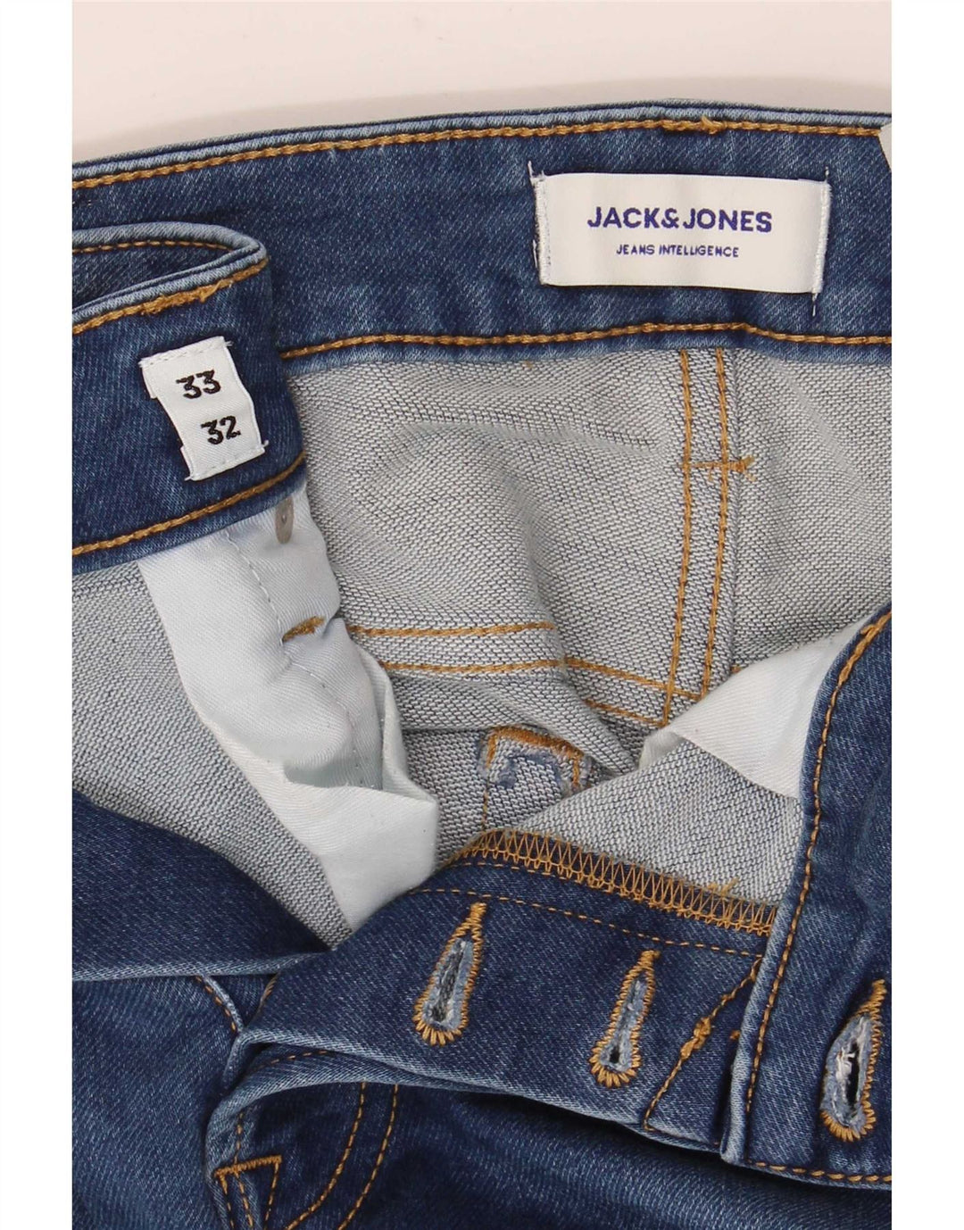 Jack & Jones Herren Straight Jeans W33 L32 Blaue Baumwolle