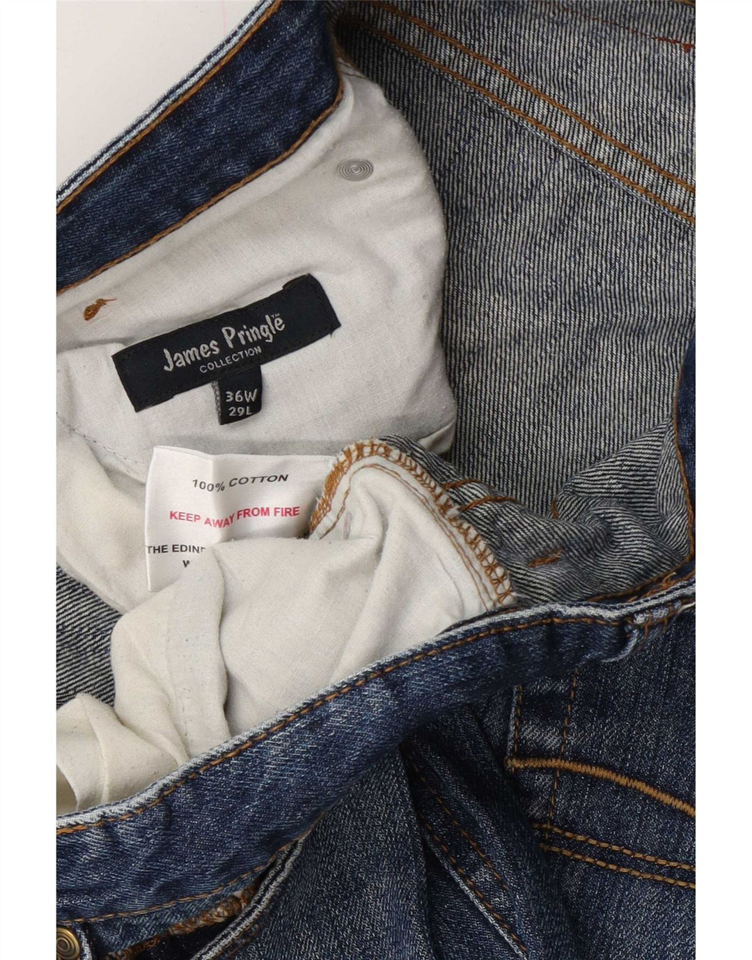 James Pringle Herren-Cropped-Jeans W36 L26 Blaue Baumwolle