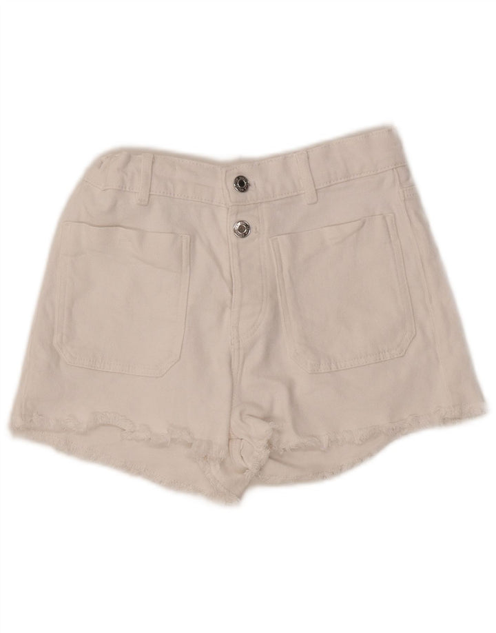ZARA Mädchen-Jeansshorts, 13–14 Jahre, W27, weiße Baumwolle