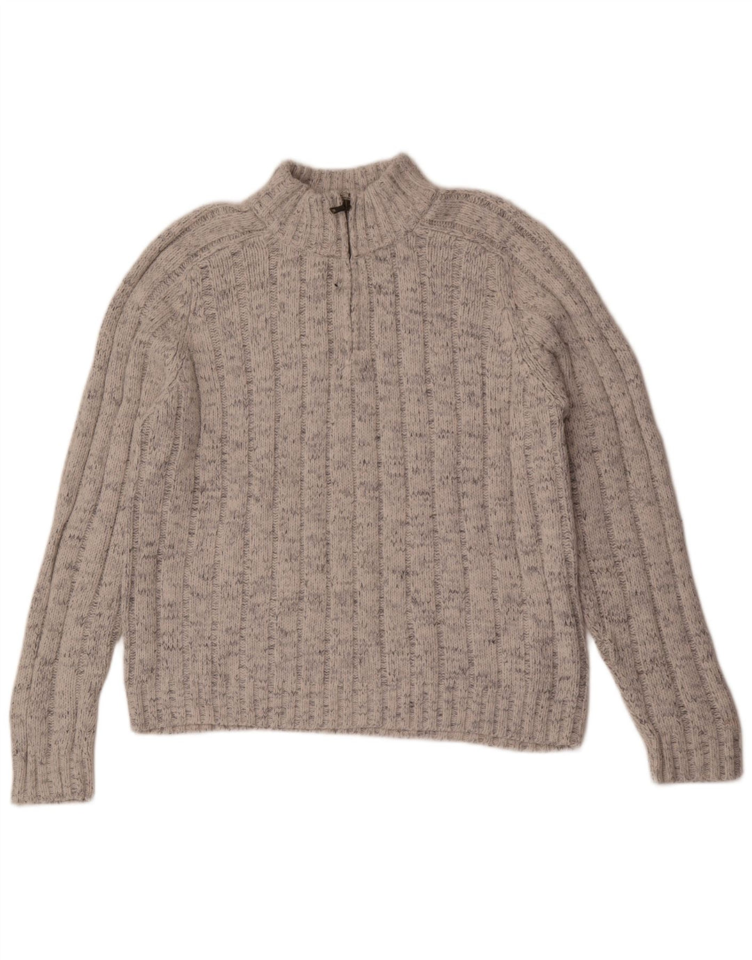 Marks & Spencer Herren-Pullover mit Reißverschluss am Hals, großes, grau meliertes Acryl