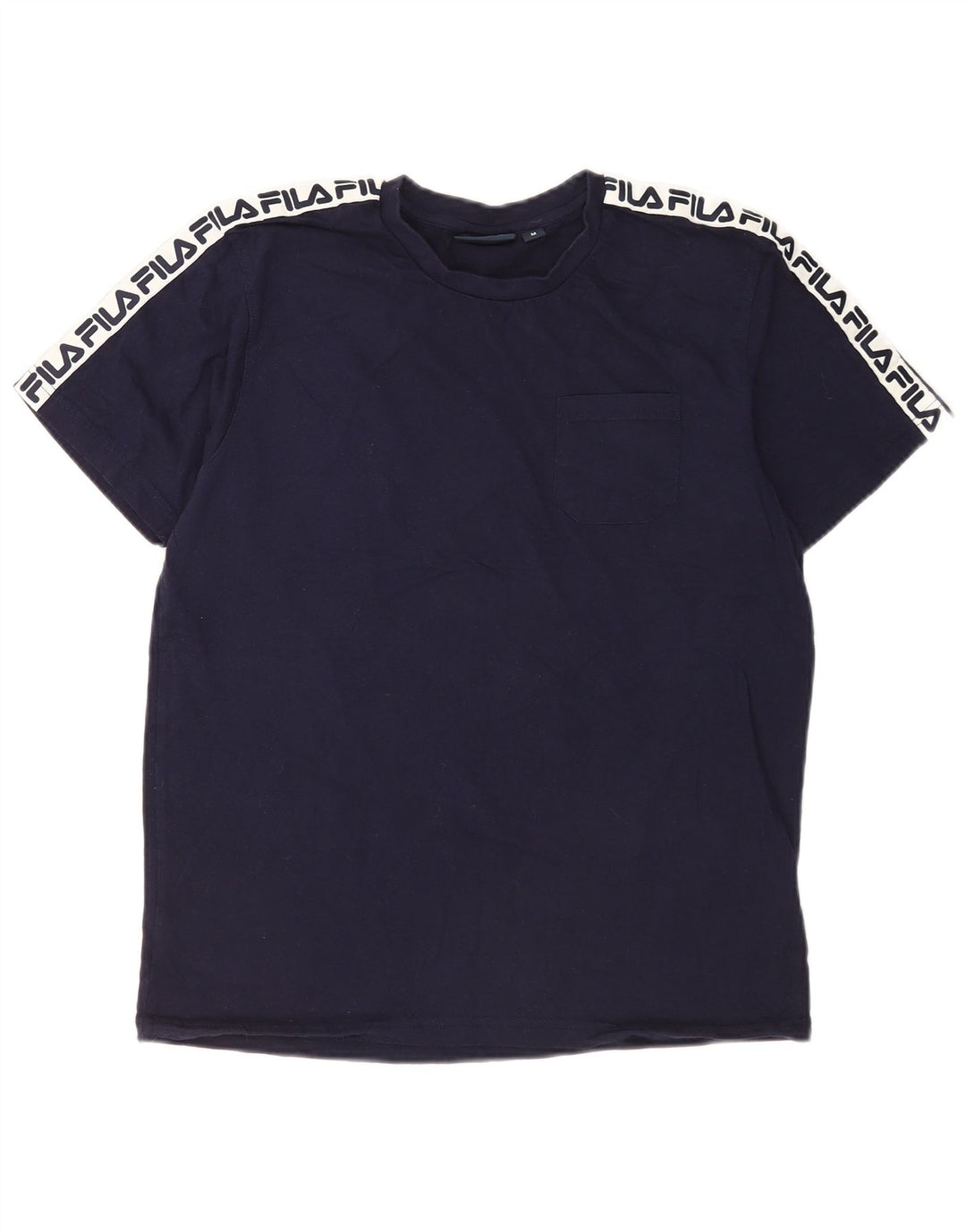Fila Herren Grafik-T-Shirt-Oberteil aus mittelblauer, marineblauer Colourblock-Baumwolle