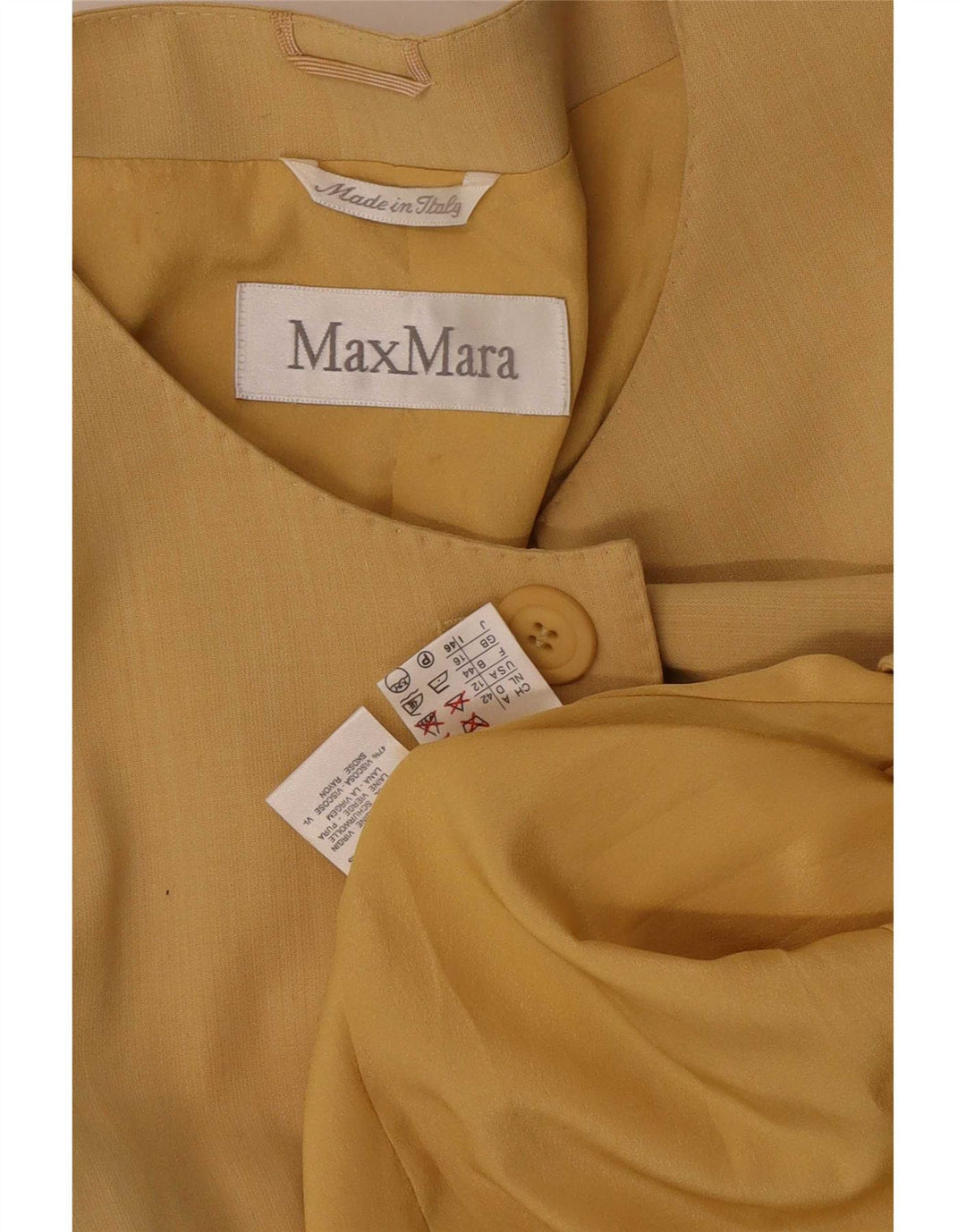 Max Mara Damen Longline 1-Knopf-Blazerjacke UK 16 Large Gelb