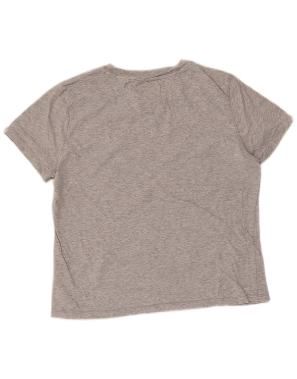 TOMMY HILFIGER Grafik-T-Shirt-Oberteil für Damen, UK 14, mittelgrau gefleckte Baumwolle