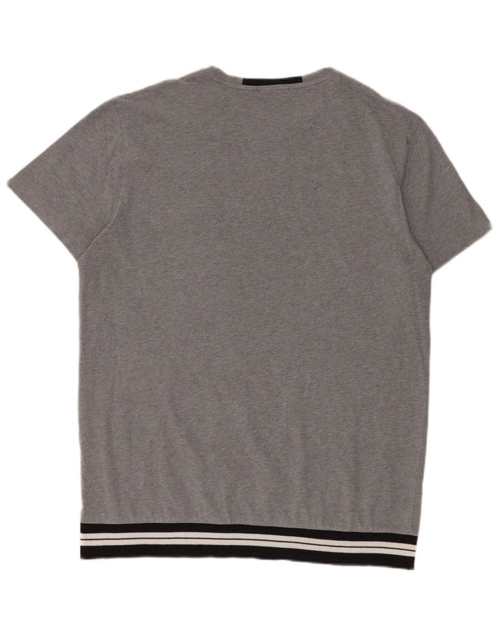Paolo Pecora Herren T-Shirt Top Mittelgrau Farbblock
