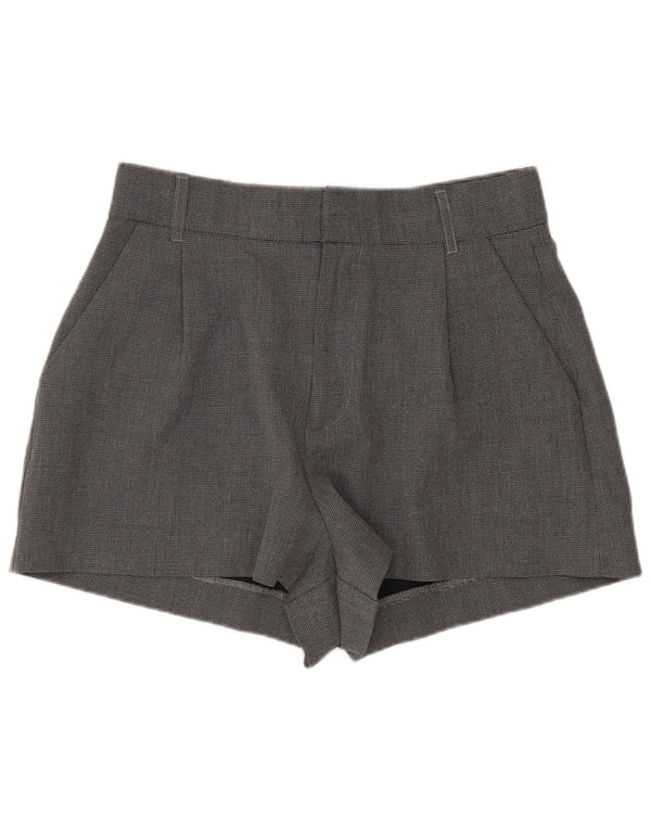 Zara Damen-Hotpants mit hoher Taille, mittelgroß, W28, grauer Hahnentrittmuster