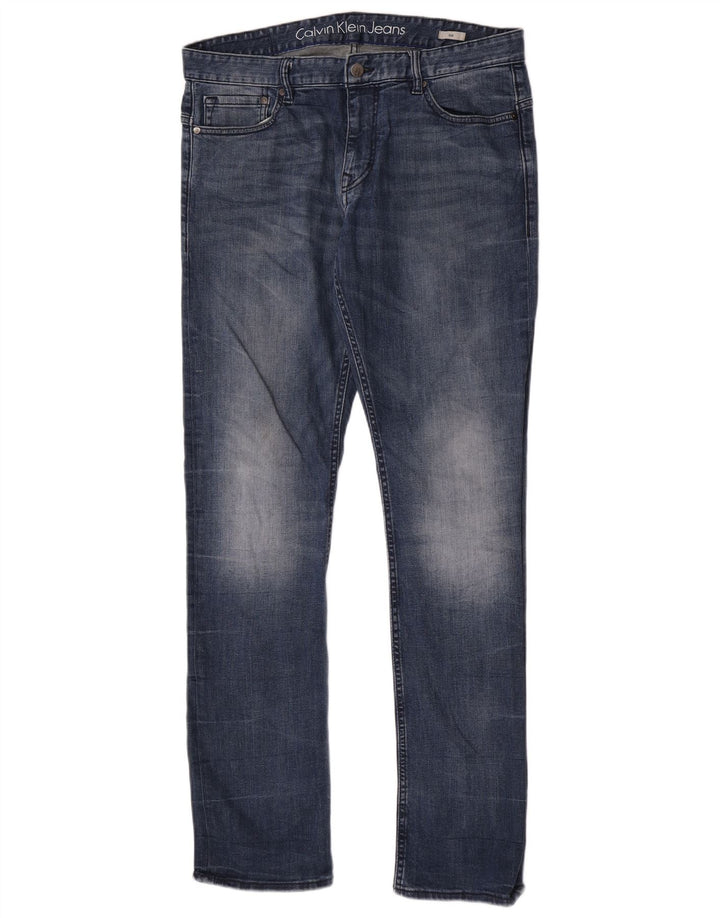 Calvin Klein Herren Slim Jeans W34 L34 Blaue Baumwolle