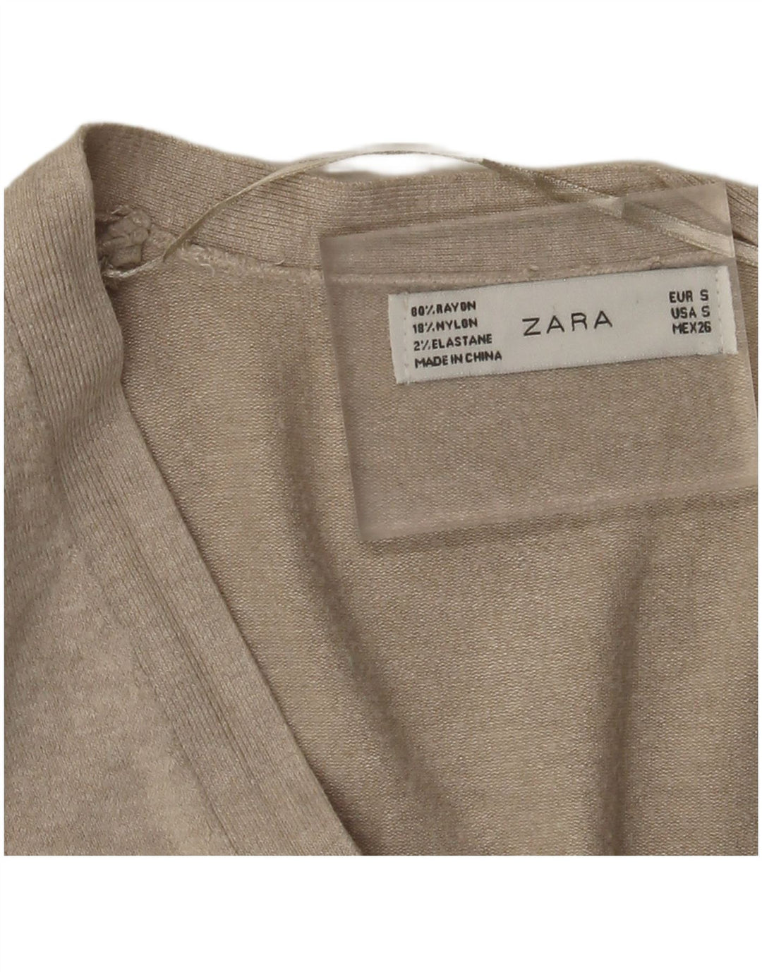Zara Damen-Cardigan-Pullover UK 8 Small Beige Rayon