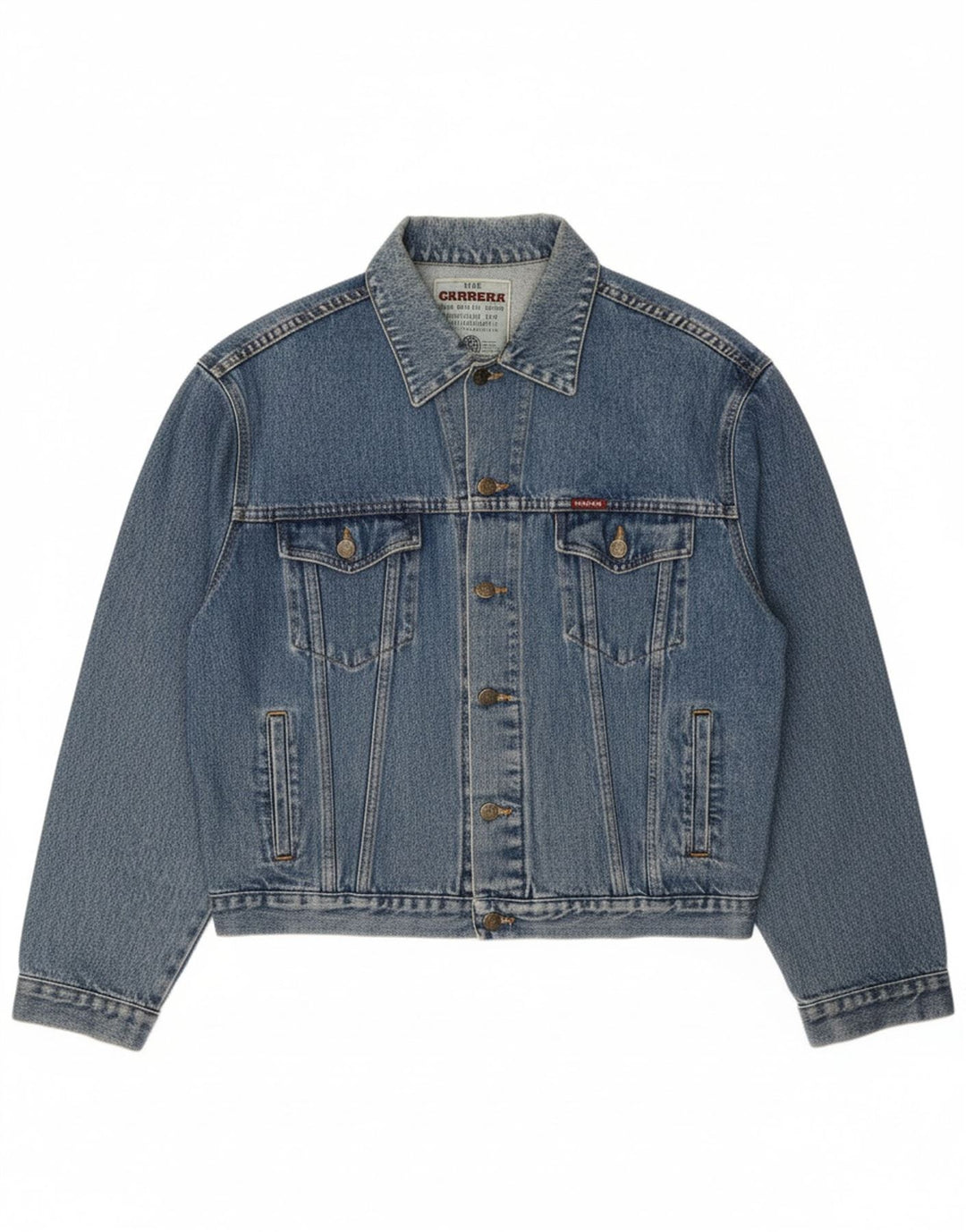 CARRERA Mens Denim Jacket UK 40 Large Blue Cotton