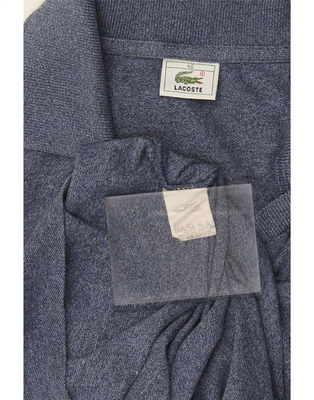Lacoste Damen-Poloshirt, Größe 40, mittelmarineblau gesprenkelte Baumwolle