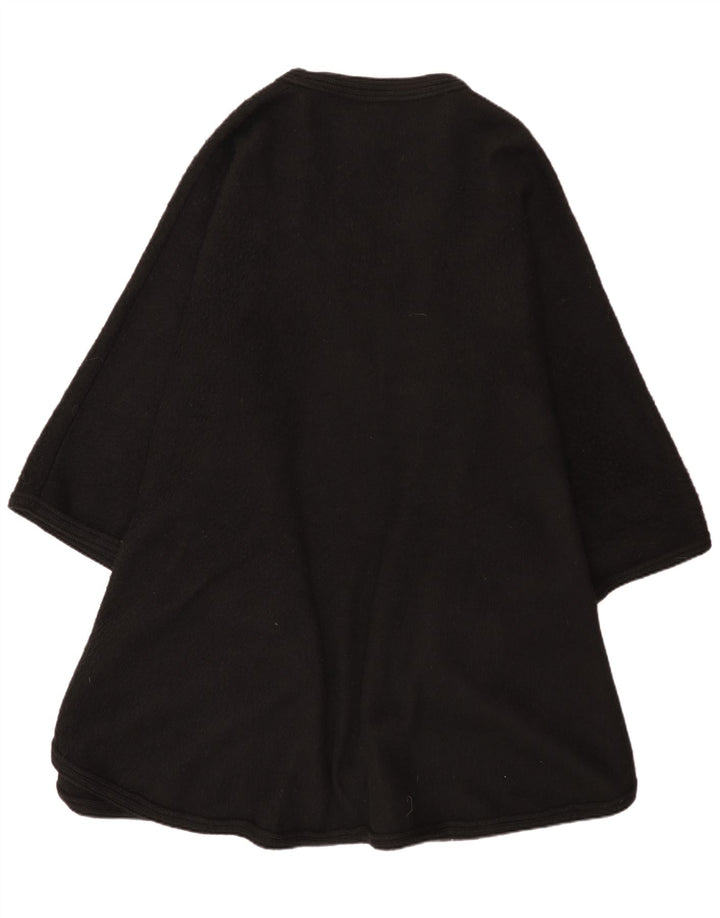 Vintage Damen Poncho Cardigan Pullover One Size Schwarze Alpakawolle