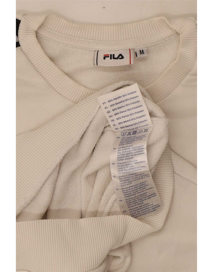 Fila Herren Grafik-Sweatshirt-Pullover aus mittelweißer Colourblock-Baumwolle
