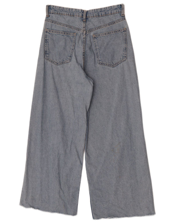 Zara Damen-Jeans mit hoher Taille und weitem Bein, EU 36, XS, B26, L25, blaue Baumwolle
