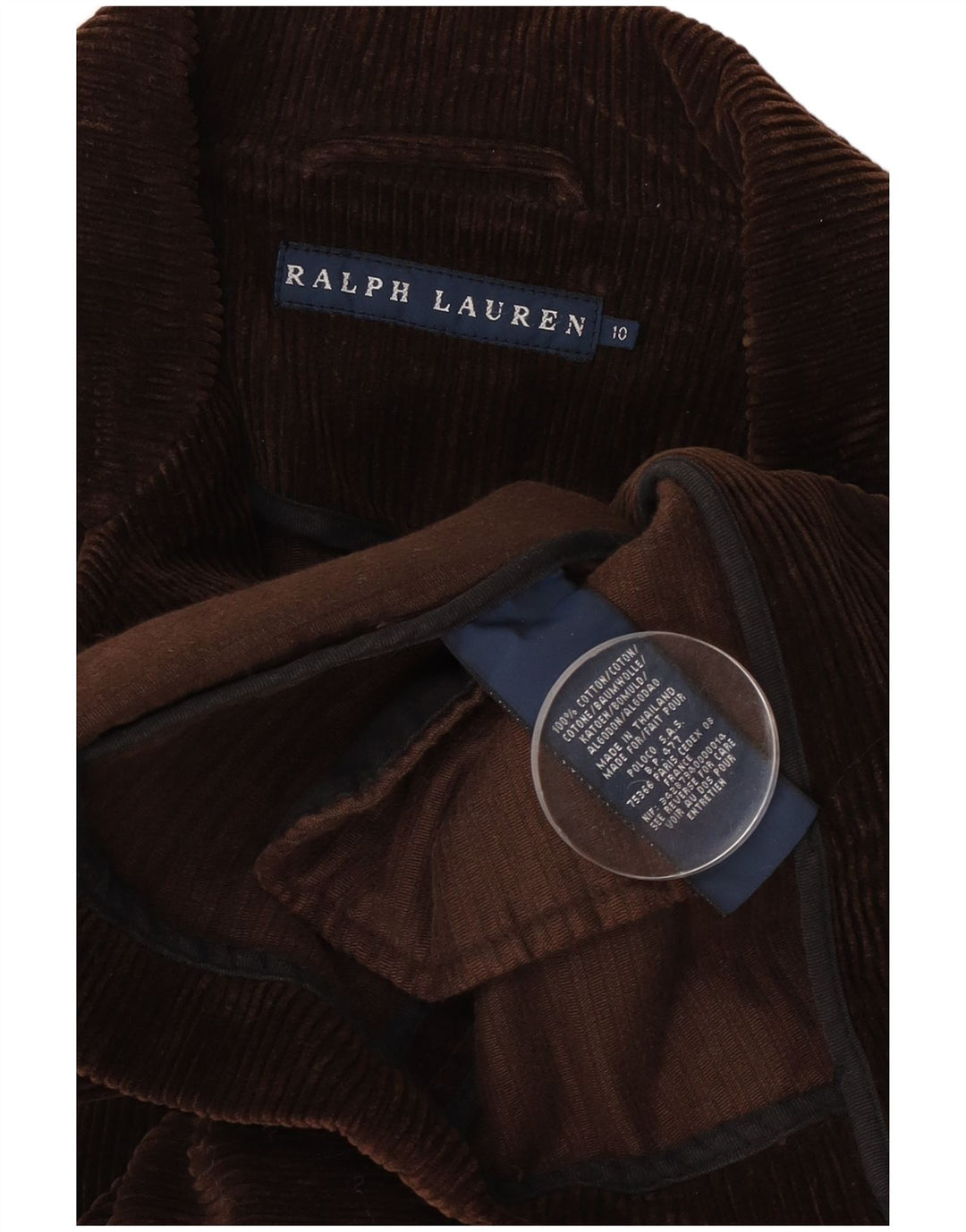 Ralph Lauren Damen-Blazerjacke mit 3 Knöpfen, US 10, Größe L, Braun, Farbblock