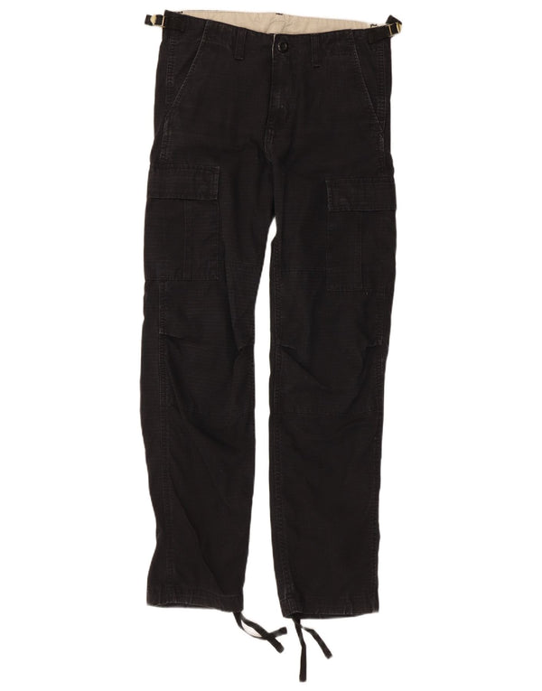 Carhartt Herren gerade Cargohose W28 L30 schwarze Nadelstreifen-Baumwolle