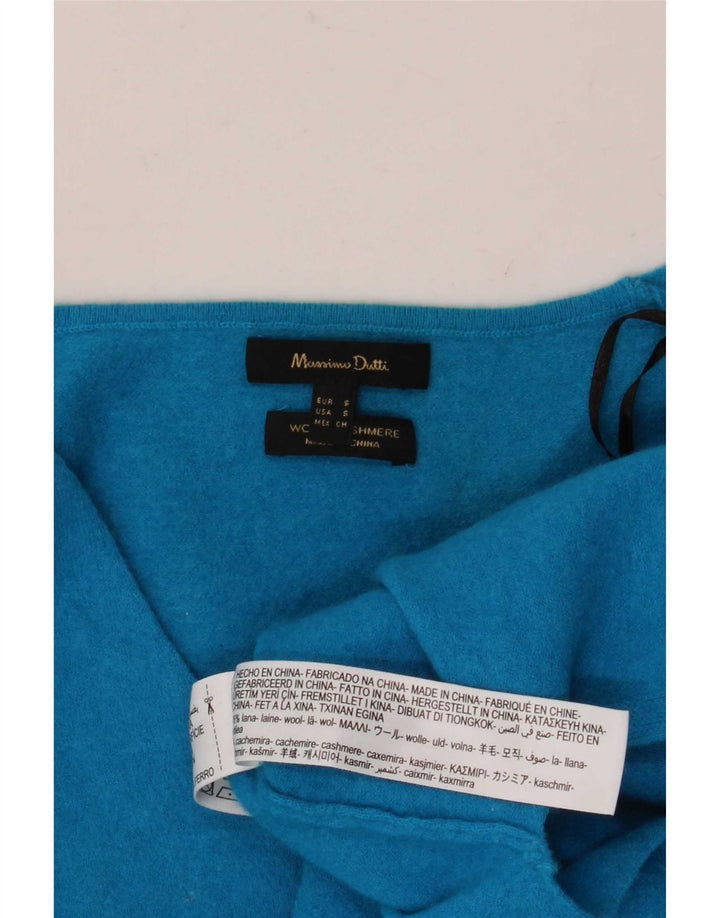 Massimo Dutti Damen-Pullover, bauchfrei, übergroß, V-Ausschnitt, Gr. 10, Größe S, Blau