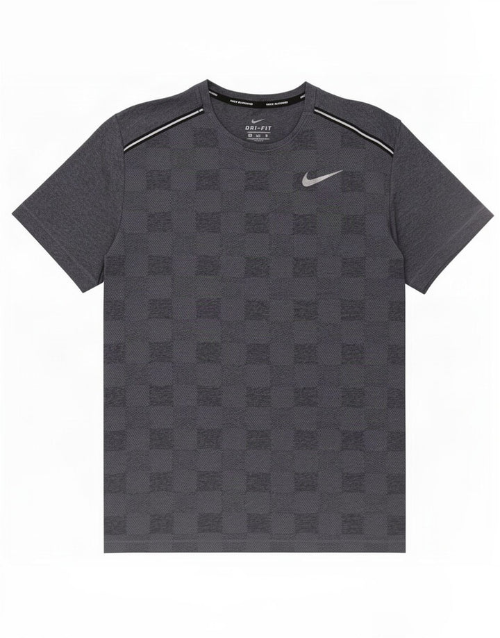 Nike Herren Dri Fit T-Shirt-Oberteil Mittelgroßes marineblaues geometrisches Polyester