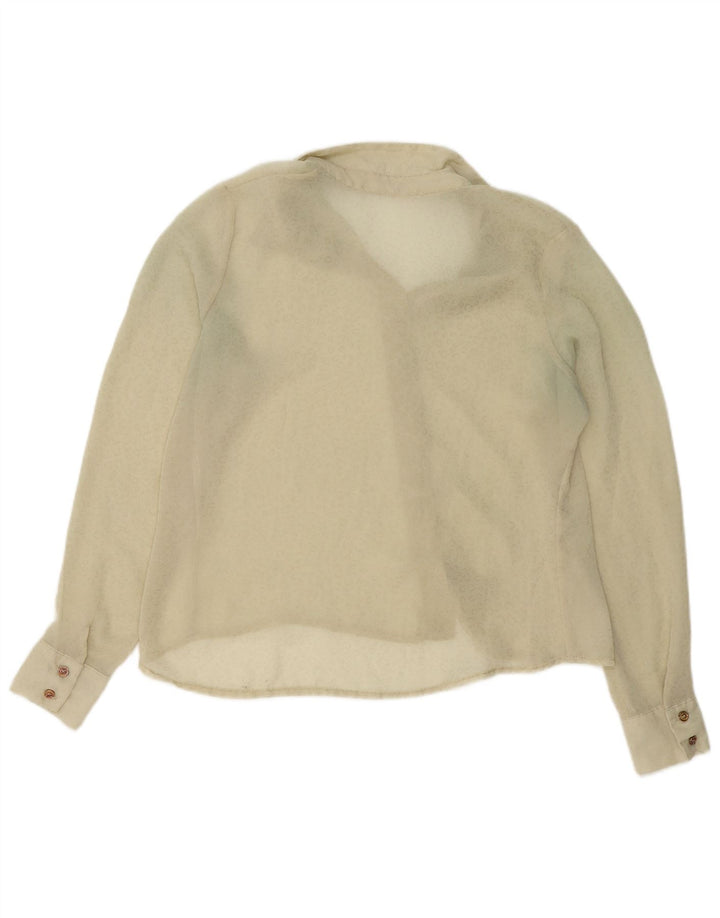 Vintage Damen Durchsichtiges Hemd UK 14 Medium Beige