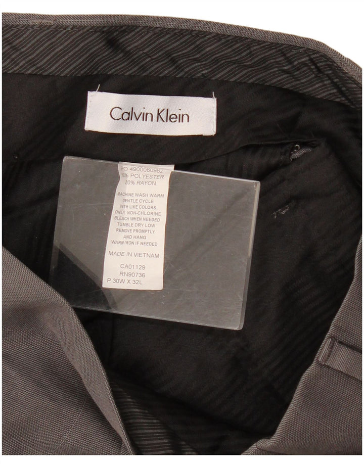 CALVIN KLEIN Gerade Herrenanzughose W30 L32 Grau kariertes Polyester